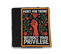 Fight for Those Without Your Privilege Morale Patch 3 Inches Funny Floral, Equality Human Rights, Embroidered Hook And Loop Patches for Backpack, Dog Harness, Military Style Tactical Gifts for Mom Dad