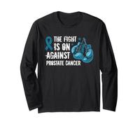 Fight is On Against Prostate Cancer Awareness Blue Ribbon Long Sleeve T-Shirt