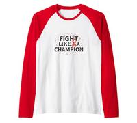 Fight Like A Champion Cancer Awareness Inspiration Raglan Baseball Tee, Men, Red/White, M