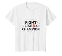 Fight Like A Champion Cancer Awareness Inspiration T-Shirt, Kids, White, 10 Years