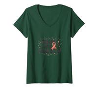 Fight Like A Champion Cancer Awareness Inspiration V-Neck T-Shirt, Women, Forest Green, XL