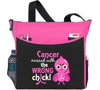 Fight Like a Girl Cancer Messed with the Wrong Chick Dakota 5-Pocket Tote Bag, Hot Pink, One Size