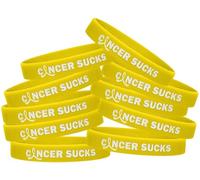 Fight Like a Girl Cancer Sucks Silicone Wristbands (10 Pack), 8 Inches, Silicone, no gemstone