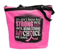 Fight Like a Girl How Strong We Are Darcey Tote Bag for Cancer and Disease Awareness, Pink, M