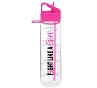 Fight Like a Girl Hybrid SlimKim Water Sports Bottle 30 oz for Breast Cancer Awareness with Motivational Time Marker - Hot Pink