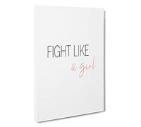 Fight Like A Girl Typography Canvas Print for Living Room Bedroom Home Office Décor, Wall Art Picture Ready to Hang, 30 x 20 Inch (76 x 50 cm)