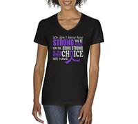 Fight Like a Girl We Don't Know How Strong We are Ladies V-Neck T-Shirt (Assorted Colors) - Black - 3X-Large