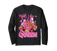 Fight Like A Queen Afro Girl Sneakers Breast Cancer Warrior Long Sleeve T-Shirt
