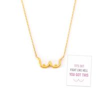 Fight Like Hell Boobie Necklace, Personalized Simple Confidence Boobie Necklace, Tits Out You Got This Inspirational Minimalist Pendant, Confidence Pendant for Women (Gold)