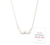 Fight Like Hell Boobie Necklace, Personalized Simple Confidence Boobie Necklace, Tits Out You Got This Inspirational Minimalist Pendant, Confidence Pendant for Women (Silver)