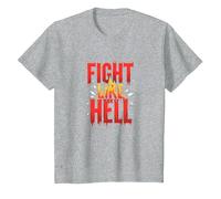Fight Like Hell: Fierce Motivational Slogan for Warriors T-Shirt, Kids, Heather Grey, 4 Years