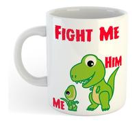 Fight Me Cute Dinosaur | Funny Gift Idea Cup Tea Coffee | 11oz White Mug