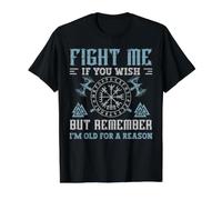 Fight Me If You Wish But Remember I'm Old for A Reason Value Graphic T-Shirt, Men, Black, S