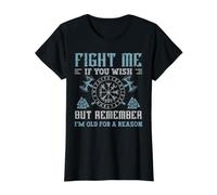 Fight Me If You Wish But Remember I'm Old for A Reason Value Graphic T-Shirt, Women, Black, M