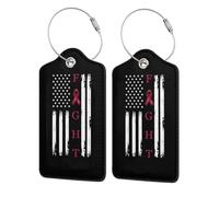 Fight Multiple Myeloma Survivor American Flag Leather Luggage Tags with Privacy Cover Id Card for Men Women Travel