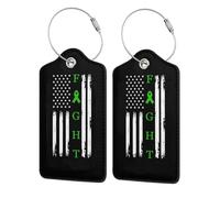 Fight Non-Hodgkin's Lymphoma Survivor American Flag Leather Luggage Tags with Privacy Cover Id Card for Men Women Travel