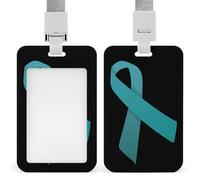 Fight Ovarian Cancer ID Badge Holder Name Card Holders Photocard Case with Lanyard for Teacher Nurse Office