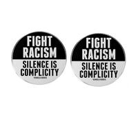 Fight Racism Pin 2 Pack, Silence Is Complicity Button Badge, Anti Racism Lapel Pins, Alloy Brooch for Backpack Jacket Hat, Social Justice Statement Accessories