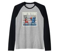 Fight The Future Piston Vs Battery Boxing Match Car Humor Raglan Baseball Tee