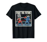 Fight The Future Piston Vs Battery Boxing Match Car Humor T-Shirt