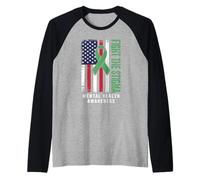 Fight The Stigma Mental Health Awareness American Flag Raglan Baseball Tee