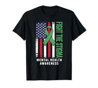 Fight The Stigma Mental Health Awareness American Flag T-Shirt