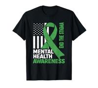 Fight the Stigma Mental Health Awareness American US Flag T-Shirt