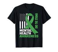 Fight the Stigma Mental Health Awareness American US Flag T-Shirt