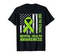Fight the Stigma Mental Health Awareness American US Flag T-Shirt