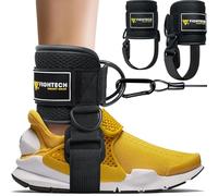 FIGHTECH Ankle Straps Cable Machine Attachment for Gym - Cable Kickback Ankle Straps - Padded Ankle Cuffs for Glute Kickbacks and Leg Workouts (Black PRO)