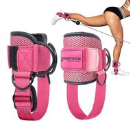 FIGHTECH Ankle Straps Cable Machine Attachment for Gym - Cable Kickback Ankle Straps - Padded Ankle Cuffs for Glute Kickbacks and Leg Workouts (Pink/Adjustable)