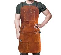 FIGHTECH Fenrir Leather Work Apron with Tool Pockets for Men, Women, 36 x 24 cm, Welding Apron Ideal for Woodworkers, Blacksmiths.