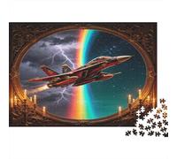 Fighter Jet 1000 Piece Jigsaw Puzzle Paper Puzzle for Adults Thunderstorm Rainbow Scene Home Relaxation 70x50cm/1000pcs