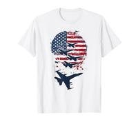 Fighter Jet American Flag Stars Stripes Military 4th Of July T-Shirt