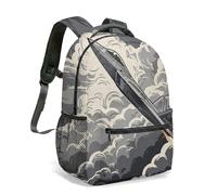 Fighter Jet Backpack, Black, White and Grey Comic Style 16 Inch Rucksack, All Over Print Aviation Gift School Bag for Kids & Adults (01)