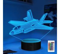 Fighter Jet Night Light, Airplane Jet Gifts ,War Thunder 3D Illusion Lamp with with Remote Control 3D PLane Illusion Lamp for Room Decor, Gifts for Birthday Xmax Entry Graduation for Men Boy Kids