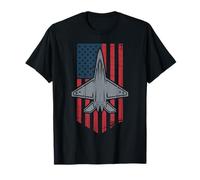 Fighter Jet Over Distressed American Flag T-Shirt