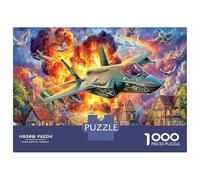 Fighter Jet Premium 1000 Pieces Thick Cardboard Puzzle Quaint English Cottages for Older Children 12+ Anxiety Relief Indoor Activity 52x38cm/1000pcs
