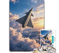 Fighter Jet Sunset Sky Adult Jigsaw Puzzle 1000pcs (38x26cm) Challenge | For holiday downtime at home: Adult jigsaw puzzle with 1000 pieces; for Christmas, winter weekends and New Year leisure.