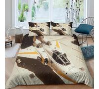 Fighter Jet Super King Duvet Cover Set 3D Print Science Fiction Art Bedding Double Bed Set Ultra Soft Microfiber Quilt Cover 260x220 cm with 2 Pillowcases 50x75 cm with Zipper for Bedroom C-3367