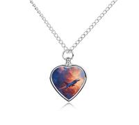 Fighter Jet through The Sky Custom Dog Urns Alloy Pet Ashes Jewelry Pets Cremation Pendant Necklace for Men Women Keepsake