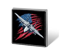 Fighter Jet US Flag Plane Square Badge Funny Button Pins Brooch
