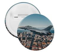 Fighter Jets Fly over Cities Badge Metal Round Pins, Lightweight Brooch for Backpack, Fashion Button Pins Badge for Shirts, Jackets, Shawl Coat, Unisex, 12PCS, Tinplate, metal round pins