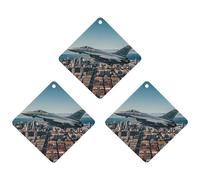 Fighter Jets Fly over Cities Car Air Freshener, 3 Pcs Rhombus Hanging Air Freshener Cards, Long Lasting Fragrance Scented Cards for Car, Home, Office Black-style