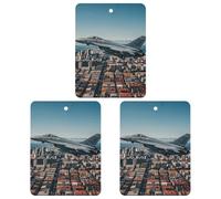 Fighter Jets Fly over Cities Car Air Freshener, 3 Pcs Square Hanging Air Freshener Cards, Long Lasting Fragrance Scented Cards for Car, Home, Office Gray-style