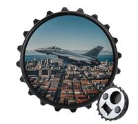 Fighter Jets Fly over Cities Magnetic Bottle Opener, Space Saving Kitchen Tool, Funny Beer Opener & Refrigerator Magnet for Camping, Traveling Camping Black-style