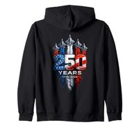 Fighter Jets Patriotic Numerals 1776-2026 Design Zip Hoodie