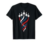 Fighter Jets USA Flag Red White Blue Patriotic 4th of July T-Shirt