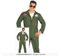 Fighter Pilot Mens Fancy Dress Costume Aviator Army Pilots Outfit Adults S-XL