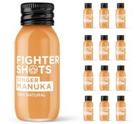 Fighter Shots Ginger Manuka Honey Shots (12x60ml) | Award Winning Fresh & Fiery Ginger Shots | Cold Pressed Ginger Root for Immune Support | Boosts Energy | 100% Natural | A Perfect Pick Me Up